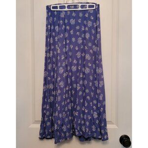 Vintage L.L. Bean Blue Floral Print Wrap Skirt